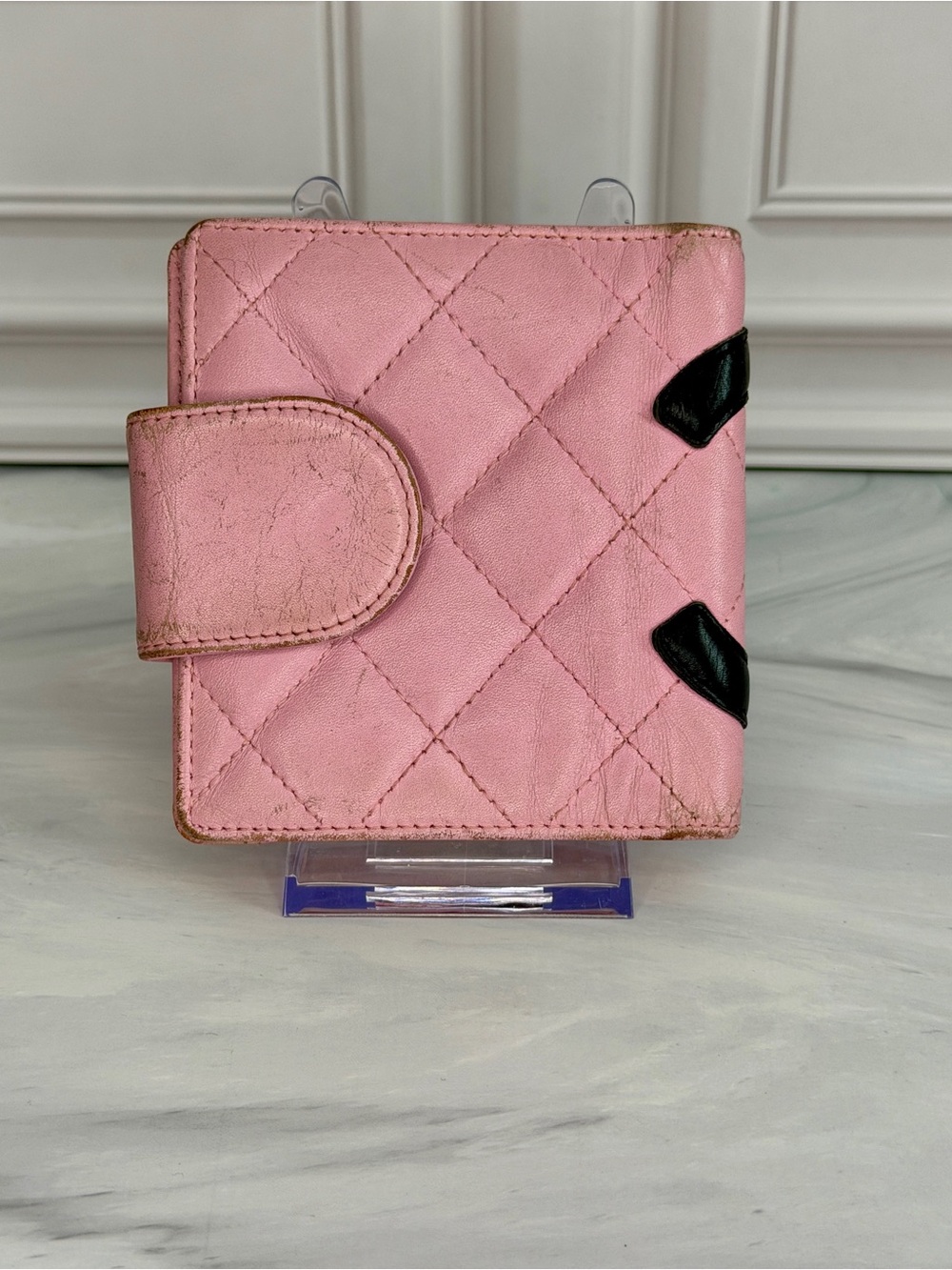 CHANEL Cambon Ligne Quilted Lambskin Bifold Wallet Pink & Black | Full Set | COA - Picture 4 of 8